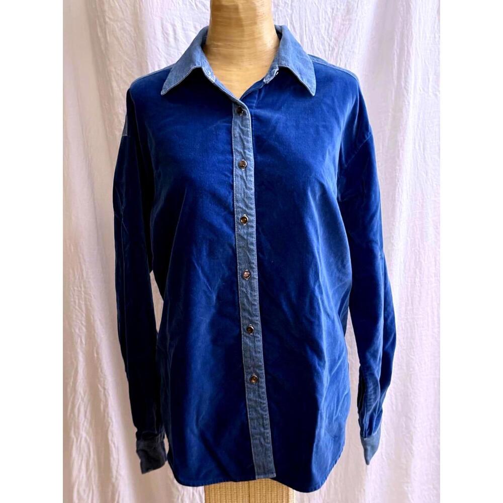 New Frontier denim and brushed cotton western style blouse